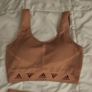 adidas Ribbed Seamless Sports Bra in Dusty Rose